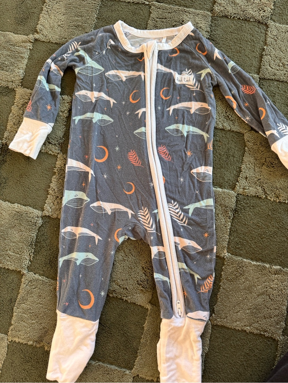 Kids blue Whale Print One-Piece Pajamas with Zip